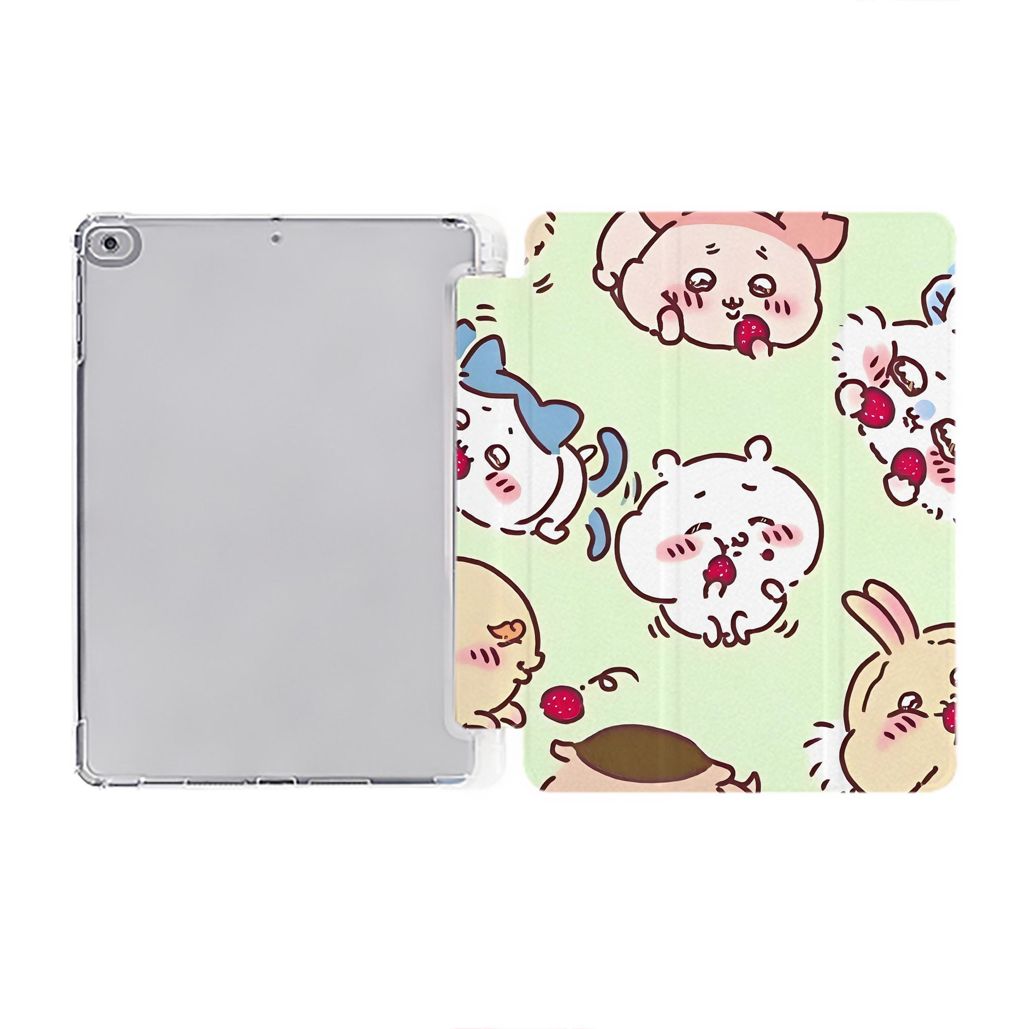 （画像用） ちいかわ Chii-kawa IPad ケース ペン収納付き 三つ折りスタンド PUレザー×シリコン 対応機種9.5/10.5/10.9インチ